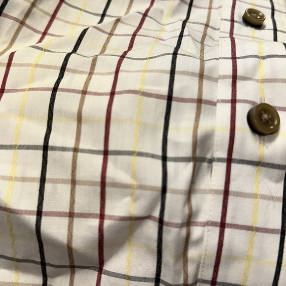 Ashworth Shirt Cotton plaid button up collard shirt with pocket zig zag stitch L - Picture 7 of 7